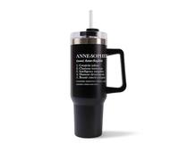 Mug Isotherme 1,2L - Anne-Sophie Définition Noir - Bouteille Thermos avec Anse, Paille et Couvercle - Idée Cadeau Gourde Personnalisée