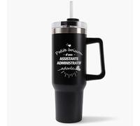 Mug Isotherme 1,2L - Assistante administratif Adorée Noire - Bouteille Thermos avec Anse, Paille et Couvercle - Idée Cadeau Gourde Personnalisée