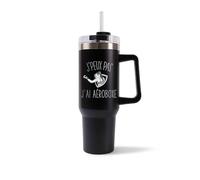 Mug Isotherme 1,2L - Je peux pas aéroboxe Noir - Bouteille Thermos avec Anse, Paille et Couvercle - Idée Cadeau Gourde Personnalisée