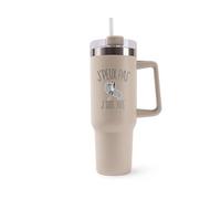Mug Isotherme 1,2L - Je peux pas avs Beige - Bouteille Thermos avec Anse, Paille et Couvercle - Idée Cadeau Gourde Personnalisée