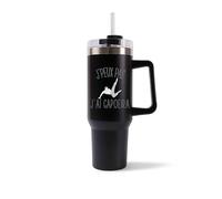 Mug Isotherme 1,2L - Je peux pas capoeira Noir - Bouteille Thermos avec Anse, Paille et Couvercle - Idée Cadeau Gourde Personnalisée