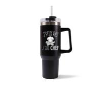 Mug Isotherme 1,2L - Je peux pas chef cuisine Noir - Bouteille Thermos avec Anse, Paille et Couvercle - Idée Cadeau Gourde Personnalisée