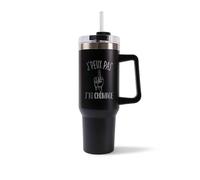 Mug Isotherme 1,2L - Je peux pas chômage Noir - Bouteille Thermos avec Anse, Paille et Couvercle - Idée Cadeau Gourde Personnalisée