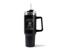 Mug Isotherme 1,2L - Je peux pas cuisine Noir - Bouteille Thermos avec Anse, Paille et Couvercle - Idée Cadeau Gourde Personnalisée