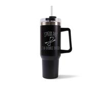 Mug Isotherme 1,2L - Je peux pas double dutch Noir - Bouteille Thermos avec Anse, Paille et Couvercle - Idée Cadeau Gourde Personnalisée