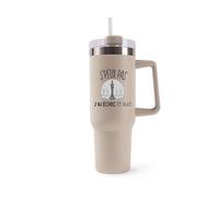 Mug Isotherme 1,2L - Je peux pas échecs échec et mat Beige - Bouteille Thermos avec Anse, Paille et Couvercle - Idée Cadeau Gourde Personnalisée