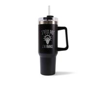 Mug Isotherme 1,2L - Je peux pas finance Noir - Bouteille Thermos avec Anse, Paille et Couvercle - Idée Cadeau Gourde Personnalisée