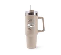 Mug Isotherme 1,2L - Je peux pas foodtruck Beige - Bouteille avec Anse, Paille et Couvercle - Idée Cadeau Gourde Personnalisée