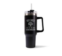 Mug Isotherme 1,2L - Je peux pas généalogie Noir - Bouteille Thermos avec Anse, Paille et Couvercle - Idée Cadeau Gourde Personnalisée