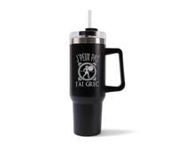 Mug Isotherme 1,2L - Je peux pas grec Noir - Bouteille Thermos avec Anse, Paille et Couvercle - Idée Cadeau Gourde Personnalisée