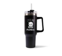 Mug Isotherme 1,2L - Je peux pas J'peux pas panda JP panda Noir - Bouteille avec Anse, Paille et Couvercle - Idée Cadeau Gourde Personnalisée