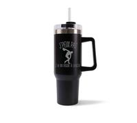Mug Isotherme 1,2L - Je peux pas lancer du disque Noir - Bouteille Thermos avec Anse, Paille et Couvercle - Idée Cadeau Gourde Personnalisée