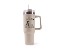 Mug Isotherme 1,2L - Je peux pas lancer du marteau Beige - Bouteille Thermos avec Anse, Paille et Couvercle - Idée Cadeau Gourde Personnalisée