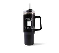 Mug Isotherme 1,2L - Je peux pas mots fléchés Noir - Bouteille Thermos avec Anse, Paille et Couvercle - Idée Cadeau Gourde Personnalisée