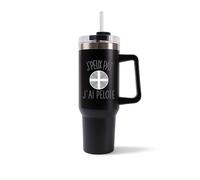 Mug Isotherme 1,2L - Je peux pas pelote basque Pelote Noir - Bouteille Thermos avec Anse, Paille et Couvercle - Idée Cadeau Gourde Personnalisée