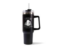 Mug Isotherme 1,2L - Je peux pas petite bière Noir - Bouteille avec Anse, Paille et Couvercle - Idée Cadeau Gourde Personnalisée
