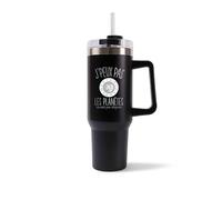 Mug Isotherme 1,2L - Je peux pas planetes alignees astrologie Noir - Bouteille Thermos avec Anse, Paille et Couvercle - Idée Cadeau Gourde Personnalisée