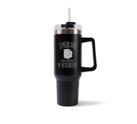 Mug Isotherme 1,2L - Je peux pas roman lire Noir - Bouteille Thermos avec Anse, Paille et Couvercle - Idée Cadeau Gourde Personnalisée