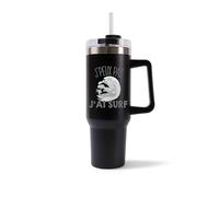 Mug Isotherme 1,2L - Je peux pas surf Noir - Bouteille Thermos avec Anse, Paille et Couvercle - Idée Cadeau Gourde Personnalisée