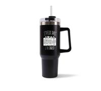 Mug Isotherme 1,2L - Je peux pas tarot Noir - Bouteille Thermos avec Anse, Paille et Couvercle - Idée Cadeau Gourde Personnalisée
