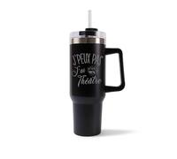 Mug Isotherme 1,2L - Je peux pas théâtre Noir - Bouteille Thermos avec Anse, Paille et Couvercle - Idée Cadeau Gourde Personnalisée