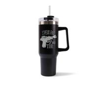 Mug Isotherme 1,2L - Je peux pas tir armes Noir - Bouteille Thermos avec Anse, Paille et Couvercle - Idée Cadeau Gourde Personnalisée