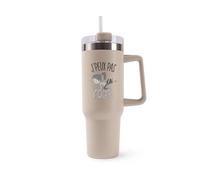 Mug Isotherme 1,2L - Je peux pas yoga Beige - Bouteille avec Anse, Paille et Couvercle - Idée Cadeau Gourde Personnalisée