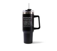 Mug Isotherme 1,2L - Jean-Loup Définition Noir - Bouteille Thermos avec Anse, Paille et Couvercle - Idée Cadeau Gourde Personnalisée