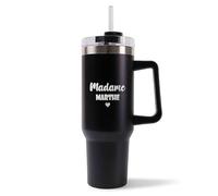 Mug Isotherme 1,2L - Madame Mathématicienne - Bouteille Thermos avec Anse, Paille et Couvercle - Idée Cadeau Gourde Personnalisée