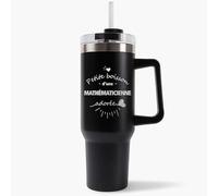 Mug Isotherme 1,2L - Mathématicienne Adorée Noire - Bouteille Thermos avec Anse, Paille et Couvercle - Idée Cadeau Gourde Personnalisée