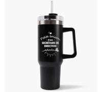 Mug Isotherme 1,2L - Secrétaire de direction Adorée Noire - Bouteille avec Anse, Paille et Couvercle - Idée Cadeau Gourde Personnalisée