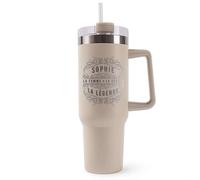 Mug Isotherme 1,2L - SOPHIE Déesse légende Beige - Bouteille Thermos avec Anse, Paille et Couvercle - Idée Cadeau Gourde Personnalisée