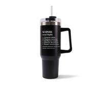 Mug Isotherme 1,2L - Sophie Définition Noir - Bouteille Thermos avec Anse, Paille et Couvercle - Idée Cadeau Gourde Personnalisée
