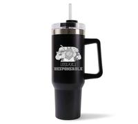 Mug Isotherme 1,2L - Super RESPONSABLE Noir - Bouteille Thermos avec Anse, Paille et Couvercle - Idée Cadeau Gourde Personnalisée