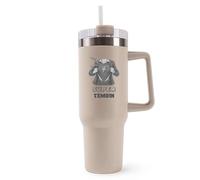 Mug Isotherme 1,2L - super Témoin Beige Femme - Bouteille Thermos avec Anse, Paille et Couvercle - Idée Cadeau Gourde Personnalisée