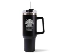 Mug Isotherme 1,2L - super Témoin Noir Femme - Bouteille Thermos avec Anse, Paille et Couvercle - Idée Cadeau Gourde Personnalisée