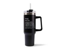 Mug Isotherme 1,2L - Tao Définition Noir - Bouteille Thermos avec Anse, Paille et Couvercle - Idée Cadeau Gourde Personnalisée
