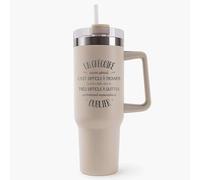 Mug Isotherme 1,2L - Un Grégoire aussi génial - Bouteille Thermos avec Anse, Paille et Couvercle - Idée Cadeau Gourde Personnalisée Beige