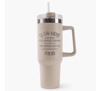 Mug Isotherme 1,2L - Un Jean-Michel aussi génial - Bouteille Thermos avec Anse, Paille et Couvercle - Idée Cadeau Gourde Personnalisée Beige