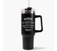 Mug Isotherme 1,2L - Un Libraire aussi génial - Bouteille Thermos avec Anse, Paille et Couvercle - Idée Cadeau Gourde Personnalisée Noir