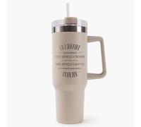 Mug Isotherme 1,2L - Un Libraire aussi génial - Bouteille Thermos avec Anse, Paille et Couvercle - Idée Cadeau Gourde Personnalisée Beige