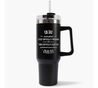 Mug Isotherme 1,2L - Un Tao aussi génial - Bouteille Thermos avec Anse, Paille et Couvercle - Idée Cadeau Gourde Personnalisée Noir