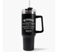 Mug Isotherme 1,2L - Une Dominique aussi géniale Noire - Bouteille Thermos avec Anse, Paille et Couvercle - Idée Cadeau Gourde Personnalisée