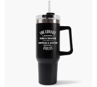 Mug Isotherme 1,2L - Une Libraire Formidable Noire - Bouteille Thermos avec Anse, Paille et Couvercle - Idée Cadeau Gourde Personnalisée
