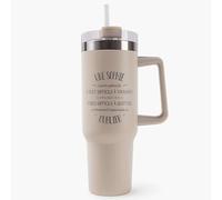 Mug Isotherme 1,2L - Une Sophie aussi géniale Beige - Bouteille Thermos avec Anse, Paille et Couvercle - Idée Cadeau Gourde Personnalisée