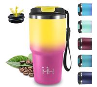 Mug Isotherme, 20oz Gobelet Isotherme, Sans BPA, 8h Froid & 6 Chaud, Gourde Avec Poignée, Acier Inoxydable 18/8, Mug Thermos, Anti Fuite, Gourde Inox pour Voyages, Camping, Bureau, Yoga, École