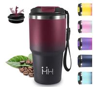 Mug Isotherme, 20oz Thermos Isotherme, Sans BPA, 8h Froid & 6 Chaud, Gourde Avec Poignée, Acier Inoxydable 18/8, Tasse Thermos Café, Anti Fuite, Gourde Inox pour Voyages, Camping, Bureau, Yoga