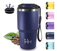 Mug Isotherme, 20oz Thermos Isotherme, Sans BPA, 8h Froid & 6 Chaud, Gourde Avec Poignée, Acier Inoxydable 18/8, Travel Mug, Anti Fuite, pour Boissons Froides, Boissons Chaudes, Café, Bleu foncé