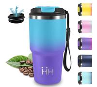 Mug Isotherme, 20oz Thermos Isotherme, Sans BPA, 8h Froid & 6 Chaud, Gourde Avec Poignée, Acier Inoxydable 18/8, Tasse Thermos Café, Anti Fuite, Gourde Inox pour Voyages, Yoga, Bureau, Camping