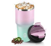 Mug Isotherme 600ML, Réutilisable, Tasse Isotherme pour Café, Acier Inoxydable 304, Emporter, Anti-fuite, Double Paroi, Étanche Gobelet de Voyage pour Café Chaud et Froid, Rose pâle & vert clair
